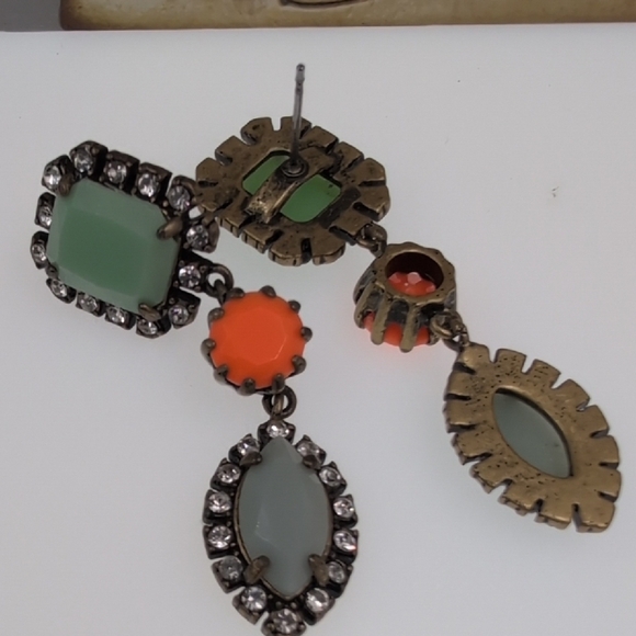 J. Crew Green and Orange Earrings with Vintage Charm - Picture 3 of 5